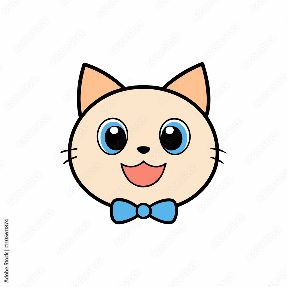 Adorable Cat Face Sticker Vector Art – Perfect for Creative Logos & Icons Adorable Cat Face Sticker Vector Art – Perfect for Creative Logos & Icons