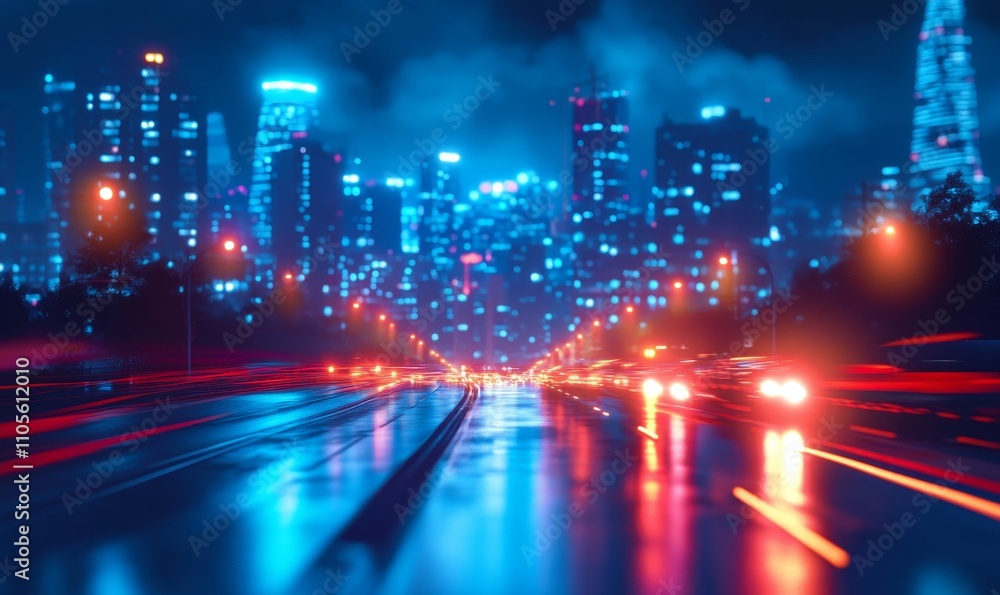 Neon Lights Urban Background, Generative AI Neon Lights Urban Background, Generative AI
