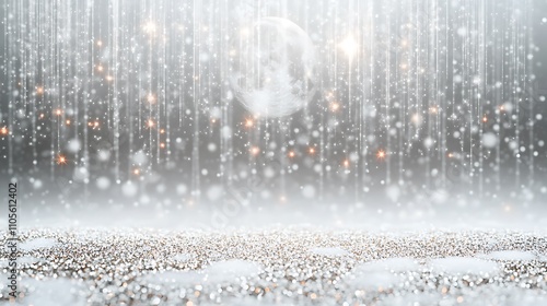 Wallpaper Mural A clip art of a sparkling silver moon surrounded by stars on a white background Torontodigital.ca