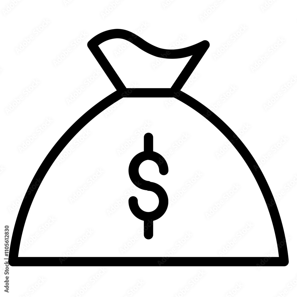 Bag Cash Currency Line Icon Bag Cash Currency Line Icon
