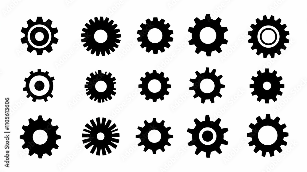 Gear Icons Set Illustration Gear Icons Set Illustration