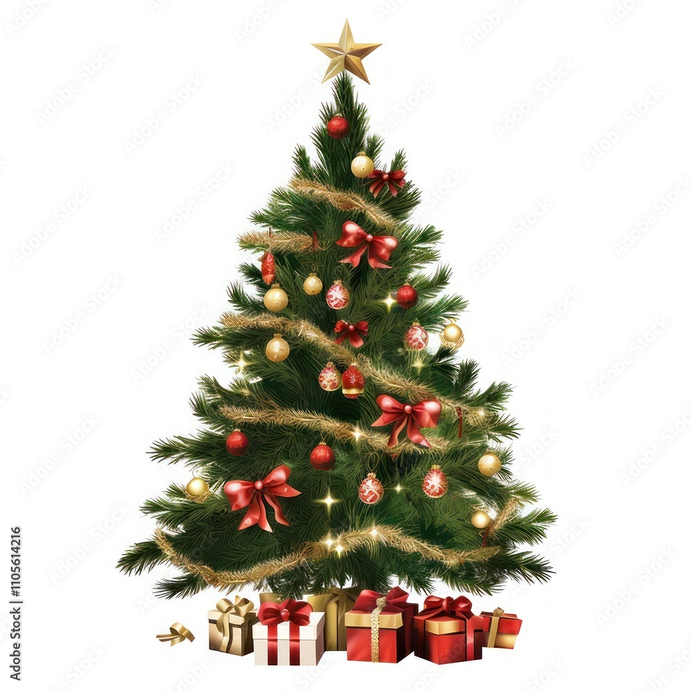Decorative Christmas Tree isolated on white background Decorative Christmas Tree isolated on white background