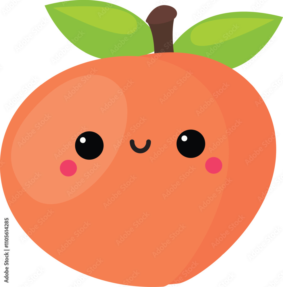 Obraz premium Cute peachfruit clipart set on a transparent background