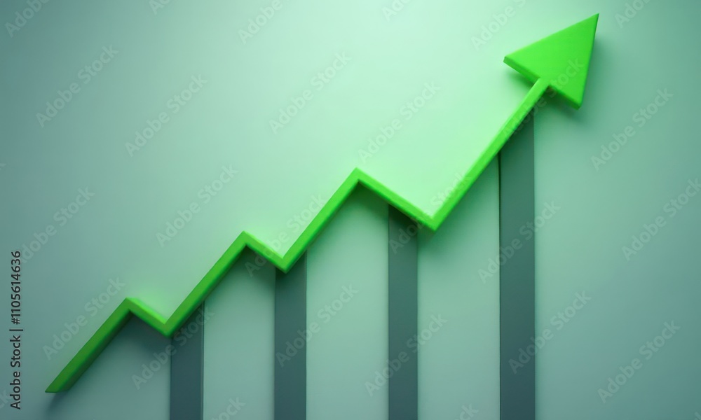Green arrow pointing upwards. Arrow has the shape of triangle Green arrow pointing upwards. Arrow has the shape of triangle