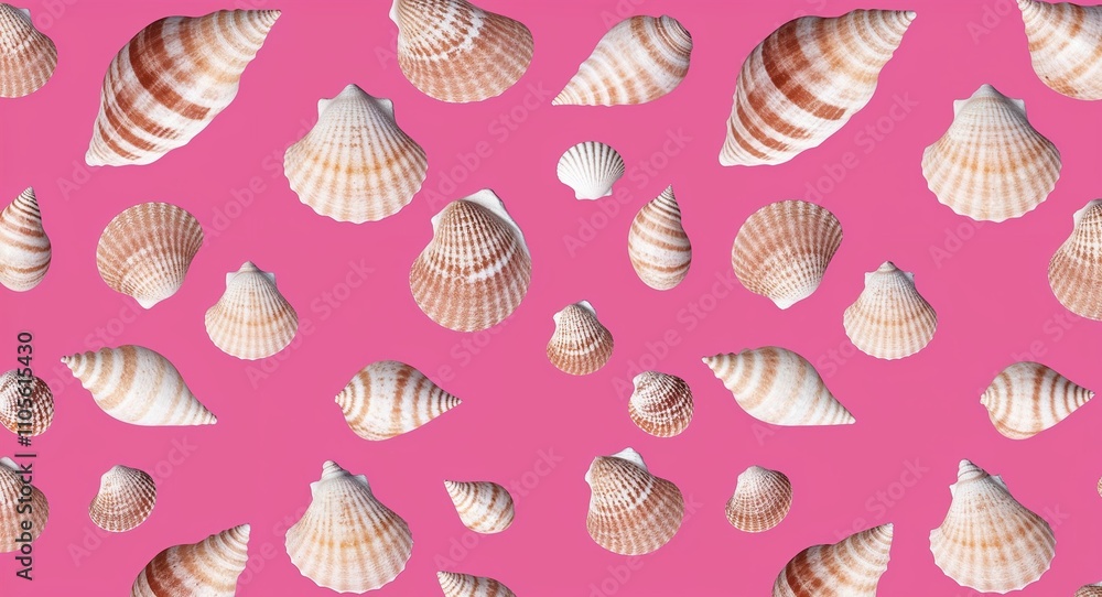 Seashell on Pink background design Seashell on Pink background design