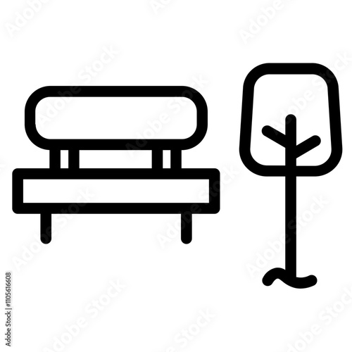 Area Bench City Line Icon