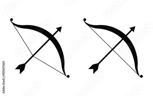 Archery or bow and arrow icon on white background. simple silhouette icon vector.
