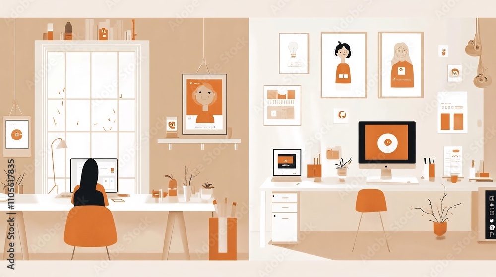 Cozy and Productive Workspace with Minimal Design Elements Cozy and Productive Workspace with Minimal Design Elements