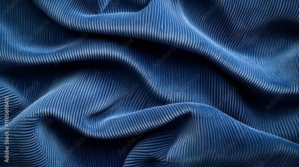 Draped Blue Corduroy Fabric Texture Background Draped Blue Corduroy Fabric Texture Background