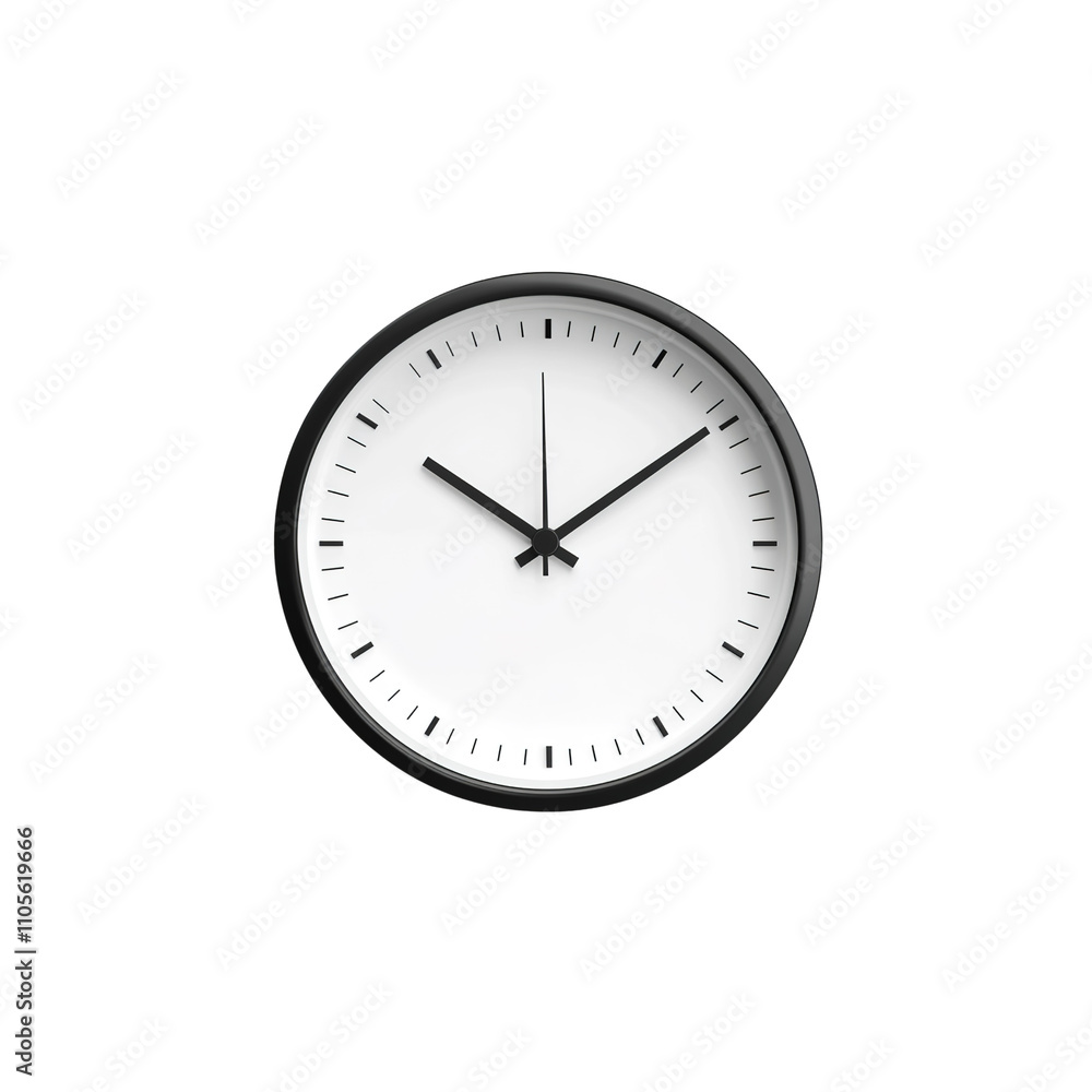 Modern Black and White Wall Clock Showing Time Modern Black and White Wall Clock Showing Time
