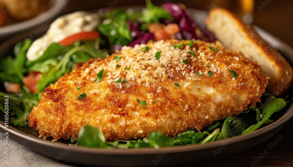 Crispy Parmesan Crusted Chicken Breast Salad Crispy Parmesan Crusted Chicken Breast Salad