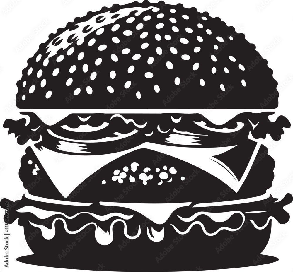 Burger silhouette vector art illustration Burger silhouette vector art illustration