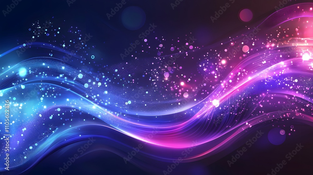Fototapeta premium Abstract Purple Blue Glowing Wave Energy Design