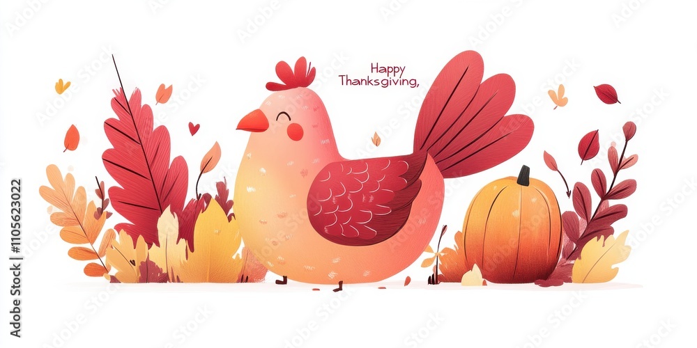 Cute heart illustration with Happy Thanksgiving message Cute heart illustration with Happy Thanksgiving message
