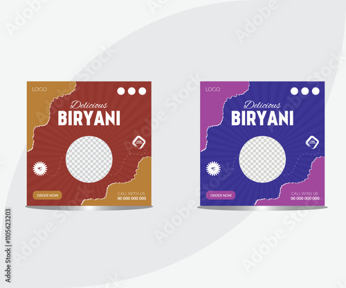 Asian delicious food social media template, chicken biryani post, biryani post template, Restaurant post , Restaurant post template, special deal