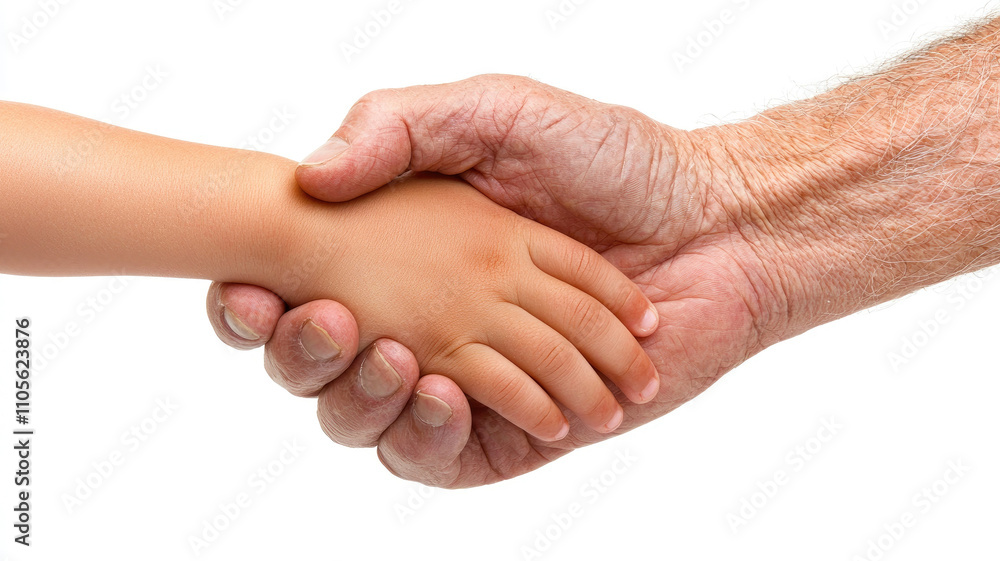 Old man hand clasping child hand in heartwarming gesture Old man hand clasping child hand in heartwarming gesture