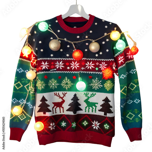 Christmas ugly sweater isolated. Illustration AI Generative