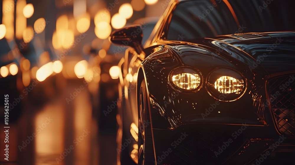 Close up perspective of a luxury cars front grille a AI generated illustration Close up perspective of a luxury cars front grille a AI generated illustration