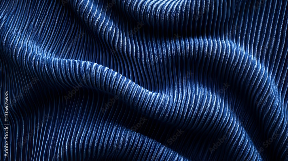 Deep Blue Corded Fabric Draped Softly Deep Blue Corded Fabric Draped Softly