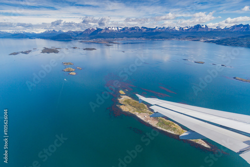 Wallpaper Mural Aerial View of the Beagle Channel and the town of Ushuaia, Argentina Torontodigital.ca