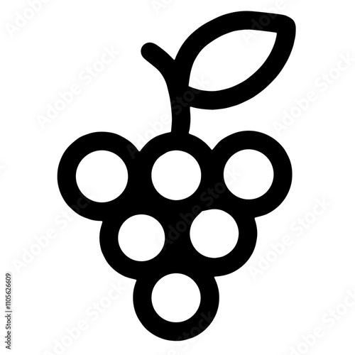 Black and White Vector Illustration of Grapes: A Detailed Depiction of a Grape Cluster, Highlighting the Shape and Texture of Each Berry, Ideal for Graphic Design, Digital Art, or Educational Use