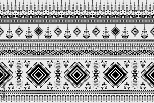 Black and white abstract tribal ethnic pattern.