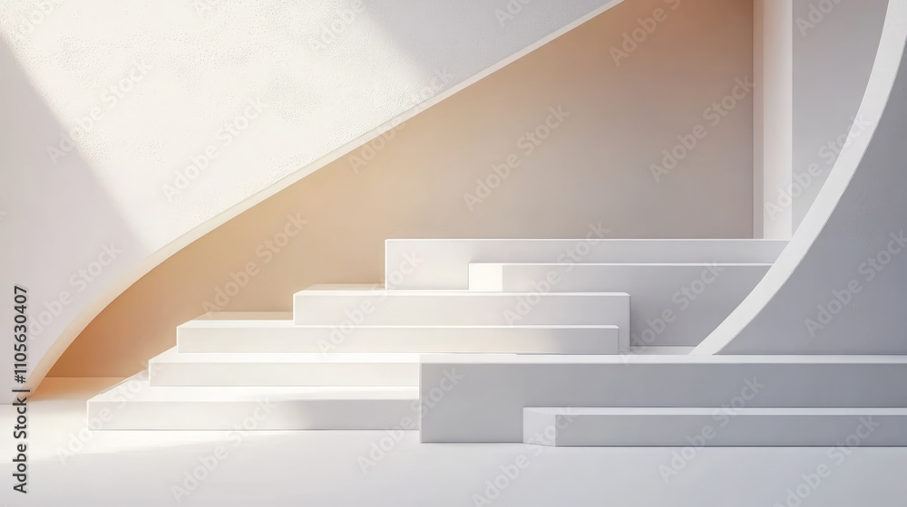 Obraz premium Modern white minimalist building interior space