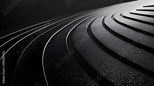 Abstract curved running track lines against a monoch AI generated illustration photo