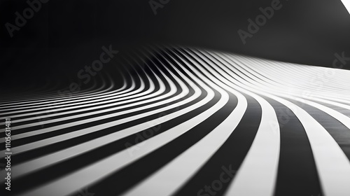 Abstract curved running track lines against a monoch AI generated illustration photo