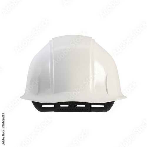 White hard hat from back view isolated on white background, 3d render. White helmet cutout for Labour Day concept.