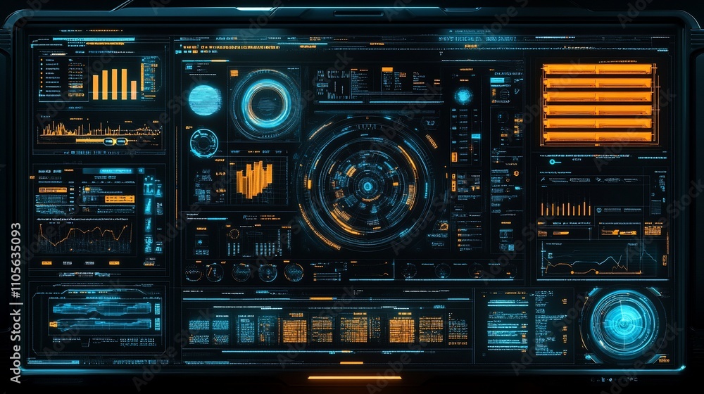 Futuristic digital interface with graphs and data. Futuristic digital interface with graphs and data.