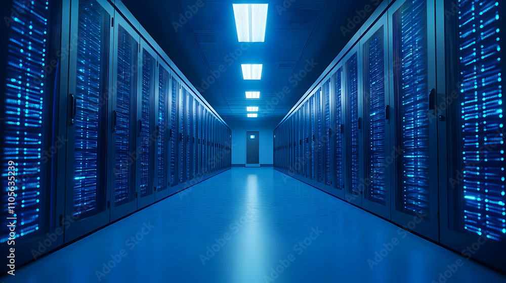 Data Center Corridor 3D Illustration Data Center Corridor 3D Illustration