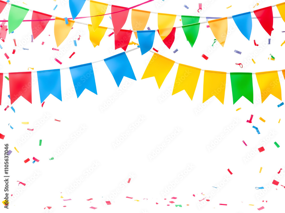 Fototapeta premium streamers and confetti isolated on transparent background, copy space