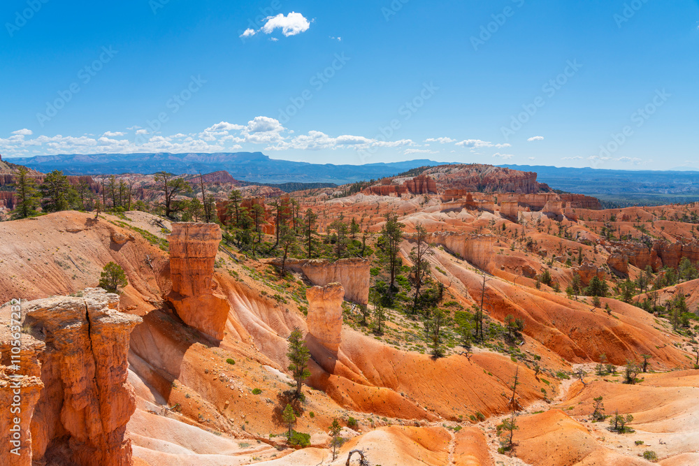 Scenic view of rock formations from Queens Garden Trail, Bryce Canyon National Park, Utah, United States of America, North America Scenic view of rock formations from Queens Garden Trail, Bryce Canyon National Park, Utah, United States of America, North America
