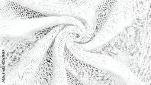 White Fabric Texture with Woven Pattern and Soft, Draped Folds - Abstract Background