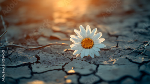 Sorrow: A withered flower embodies the essence of lost beauty in a desolate landscape of cracked earth.