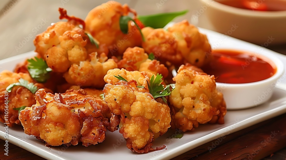 Crispy deep fried cauliflower patties referred to a pakora Crispy deep fried cauliflower patties referred to a pakora