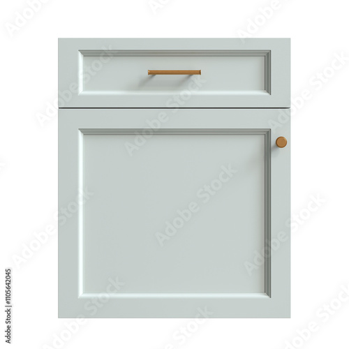 3d render of a light grey kitchen facade, doors for kitchen cabinets, front view