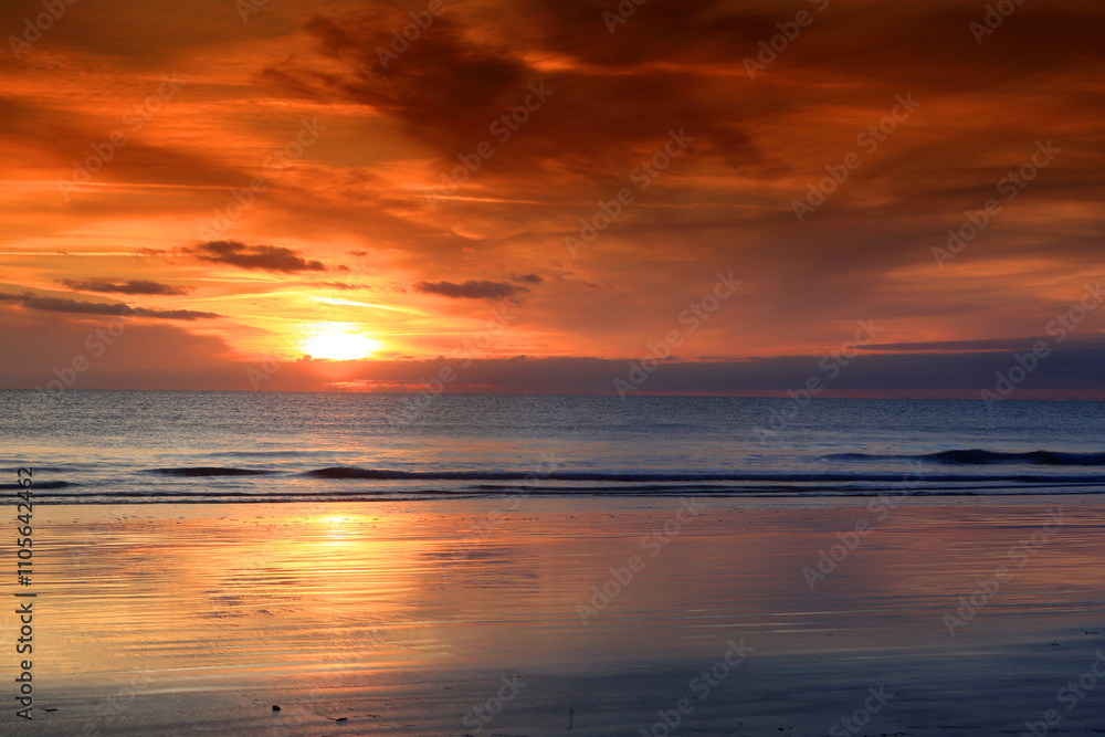 Sunset over the Bristol Channel from Dunraven Bay, Southerndown, South Wales, United Kingdom Sunset over the Bristol Channel from Dunraven Bay, Southerndown, South Wales, United Kingdom