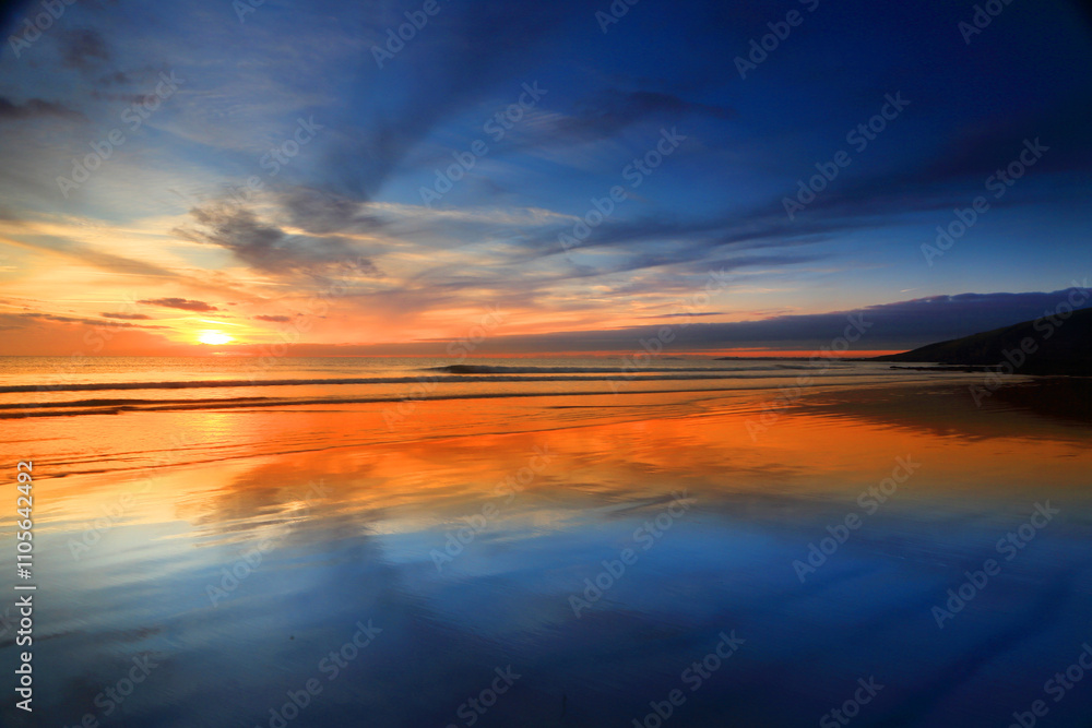 Sunset over the Bristol Channel from Dunraven Bay, Southerndown, South Wales, United Kingdom Sunset over the Bristol Channel from Dunraven Bay, Southerndown, South Wales, United Kingdom