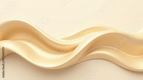 Abstract soft golden waves on a light cream background with copy space. Minimalistic and elegant composition perfect for branding, backgrounds, banners, or modern designs