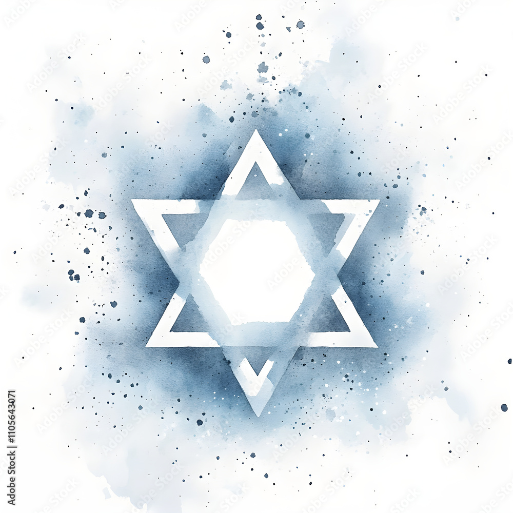 Watercolor Star of David in tradition white and blue colors. Jewish symbol for Hanukkah Passover, Shavuot, Yom Kippur holiday. Passover, Shavuot, Yom Kippur. Judaism holiday and religious symbol. Watercolor Star of David in tradition white and blue colors. Jewish symbol for Hanukkah Passover, Shavuot, Yom Kippur holiday. Passover, Shavuot, Yom Kippur. Judaism holiday and religious symbol.