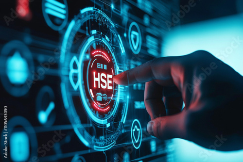 Ai generate interactive hse technology safety system digital environment user engagement concept of workplace safety enhancement