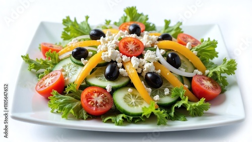 Fresh vibrant salad ingredients colors on white plate