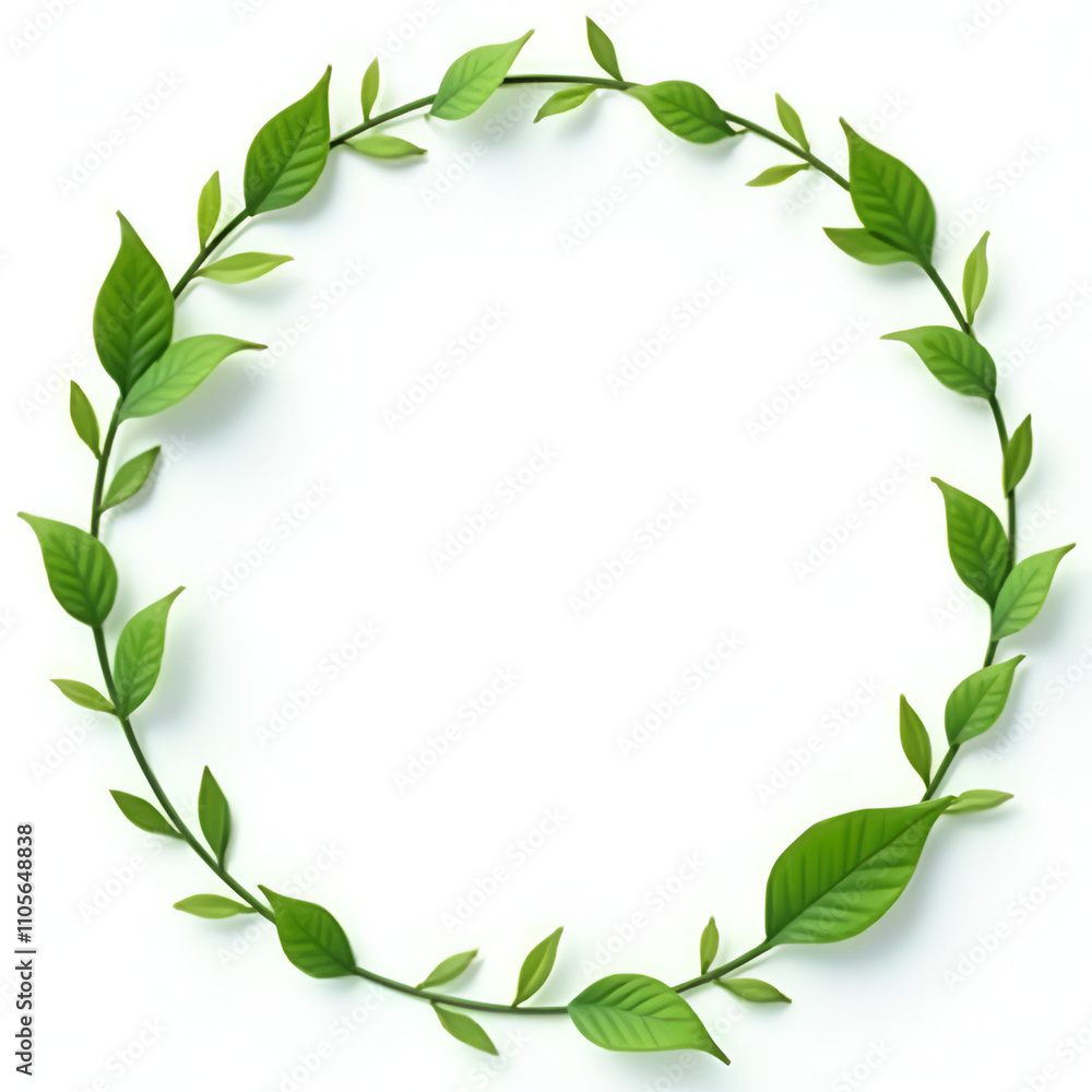 Green leaves circle border copy space area Green leaves circle border copy space area