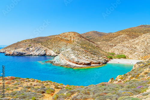 View of Livadaki bay, Folegandros Island, Cyclades Islands, Greek Islands, Greece