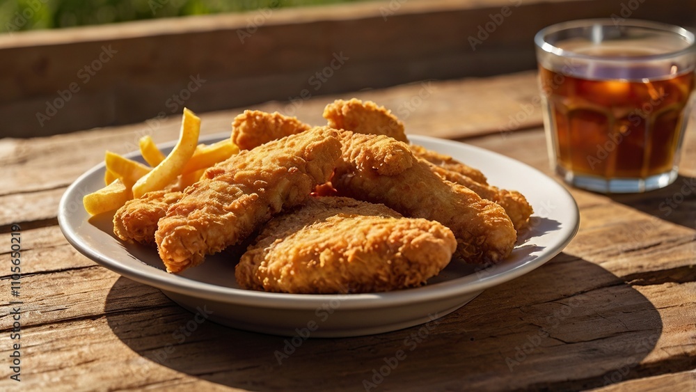 a_plate_of_crispy_golden_chicken_strips a_plate_of_crispy_golden_chicken_strips