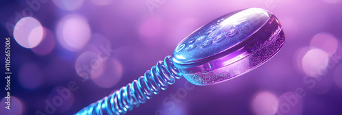 3D Render of a Sparkling, Bio-Luminescent Chromosome on a Purple Background photo