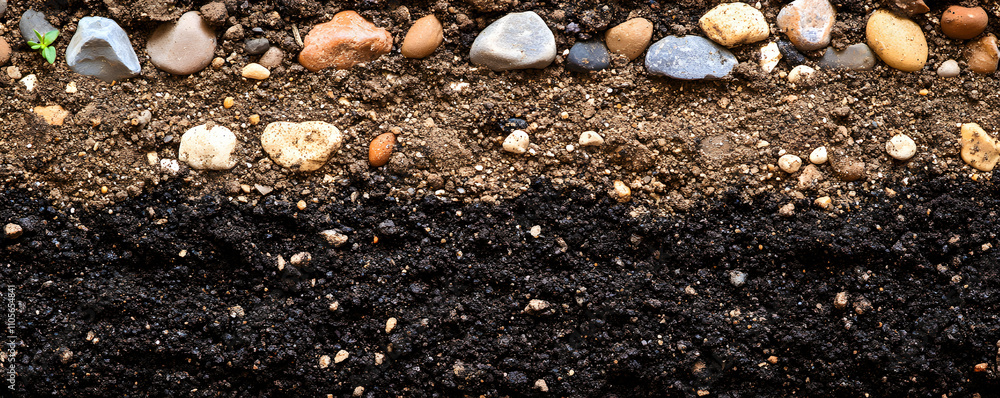 Obraz premium Soil Texture. Layers of Earth with Stones