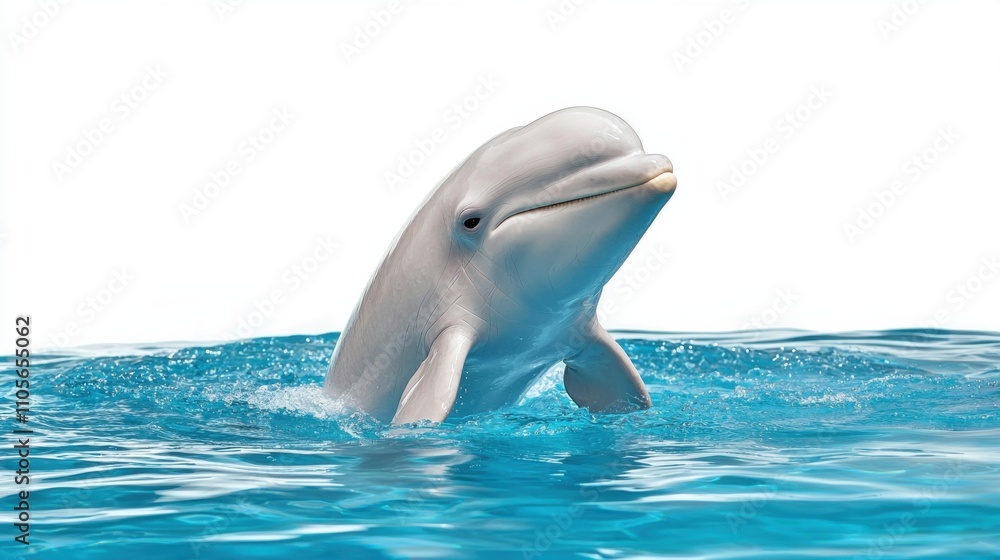 Fototapeta premium Friendly Dolphin Frolicking and Splashing in the Tropical Ocean Waters long title Friendly and playful dolphin swimming and splashing in the